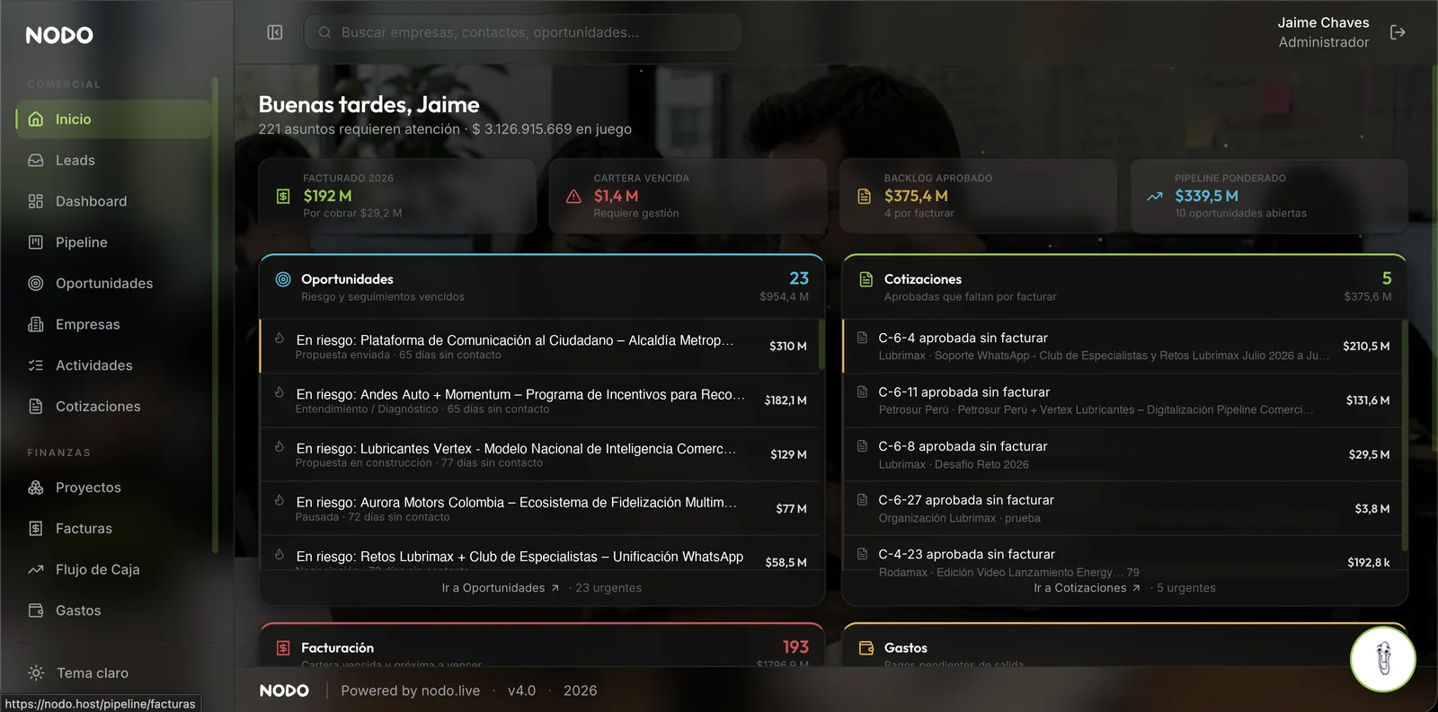 Pantalla de Growth